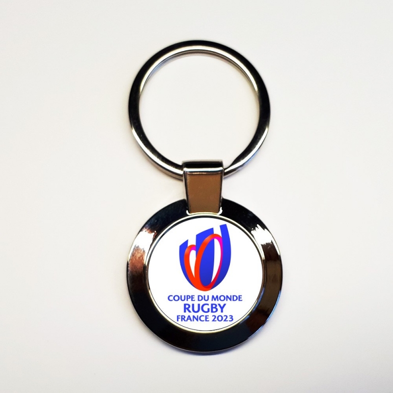 Porte-clés acier inoxydable rond coupe du monde rugby france 2023